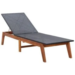 Chaise Longue Avec Table Résine Tressée Et Bois D'acacia Massif -Mobilier De Jardin chaise longue avec table resine tressee et bois d acacia massif 3666722302111 1007436