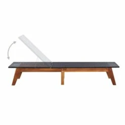Chaise Longue Avec Table Résine Tressée Et Bois D'acacia Massif -Mobilier De Jardin chaise longue avec table resine tressee et bois d acacia massif 3666722302111 1007437