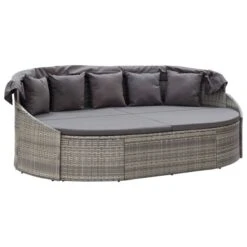 Chaise Longue D'extérieur Avec Auvent Résine Tressée Gris 14 Chaise Longue D'extérieur Avec Auvent Résine Tressée Gris -Mobilier De Jardin chaise longue d exterieur avec auvent resine tressee gris 3666722323796 981793