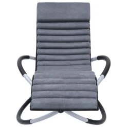 Chaise Longue D'extérieur Avec Coussin Acier Gris -Mobilier De Jardin chaise longue d exterieur avec coussin acier gris 3666722363396 936611