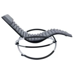 Chaise Longue D'extérieur Avec Coussin Acier Gris -Mobilier De Jardin chaise longue d exterieur avec coussin acier gris 3666722363396 936612