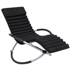 Chaise Longue D'extérieur Avec Coussin Acier Noir