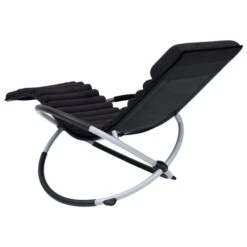 Chaise Longue D'extérieur Avec Coussin Acier Noir -Mobilier De Jardin chaise longue d exterieur avec coussin acier noir 3666722363402 936606