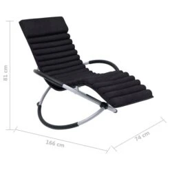 Chaise Longue D'extérieur Avec Coussin Acier Noir -Mobilier De Jardin chaise longue d exterieur avec coussin acier noir 3666722363402 936609