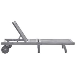 Chaise Longue De Jardin Avec Coussin Gris Bois D'acacia Solide 6 -Mobilier De Jardin chaise longue de jardin avec coussin gris bois d acacia solide 3666722431019 816719