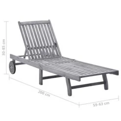 Chaise Longue De Jardin Avec Coussin Gris Bois D'acacia Solide 6 -Mobilier De Jardin chaise longue de jardin avec coussin gris bois d acacia solide 3666722431019 816723