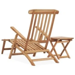 Chaise Longue De Jardin Avec Repose-pied Et Table Bois De Teck -Mobilier De Jardin chaise longue de jardin avec repose pied et table bois de teck 3666722750677 946547