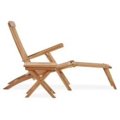 Chaise Longue De Jardin Avec Repose-pied Et Table Bois De Teck -Mobilier De Jardin chaise longue de jardin avec repose pied et table bois de teck 3666722750677 946549