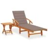 Chaise Longue De Jardin Avec Table Et Coussin Bois D'acacia 10 -Mobilier De Jardin chaise longue de jardin avec table et coussin bois d acacia 3666722430463 817891