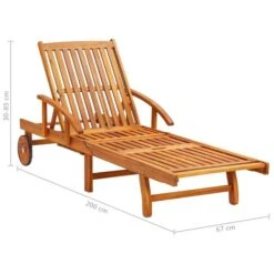 Chaise Longue De Jardin Avec Table Et Coussin Bois D'acacia 10 -Mobilier De Jardin chaise longue de jardin avec table et coussin bois d acacia 3666722430463 817899