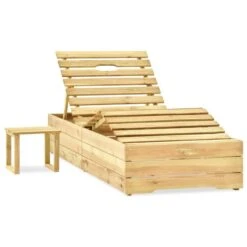 Chaise Longue De Jardin Avec Table Et Coussin Pin Imprégné 39 -Mobilier De Jardin chaise longue de jardin avec table et coussin pin impregne 3666722406741 859949