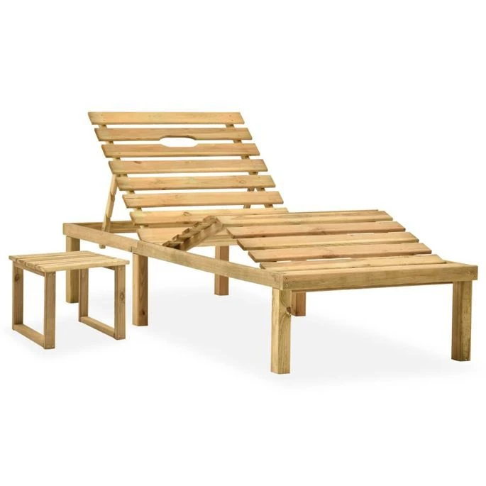 Chaise Longue De Jardin Avec Table Et Coussin Pin Imprégné 57 4 Chaise Longue De Jardin Avec Table Et Coussin Pin Imprégné 57 – Image 2