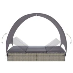 Chaise Longue Double Avec Auvent Résine Tressée Gris 13 Chaise Longue Double Avec Auvent Résine Tressée Gris -Mobilier De Jardin chaise longue double avec auvent resine tressee gris 8719883860404 980746