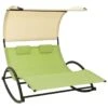 Chaise Longue Double Avec Auvent Textilène Vert Et Crème 2 Chaise Longue Double Avec Auvent Textilène Vert Et Crème -Mobilier De Jardin chaise longue double avec auvent textilene vert et creme 3666722363136 936857