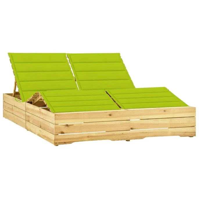 Chaise Longue Double Et Coussins Vert Vif Bois De Pin Imprégné 2 3 Chaise Longue Double Et Coussins Vert Vif Bois De Pin Imprégné 2