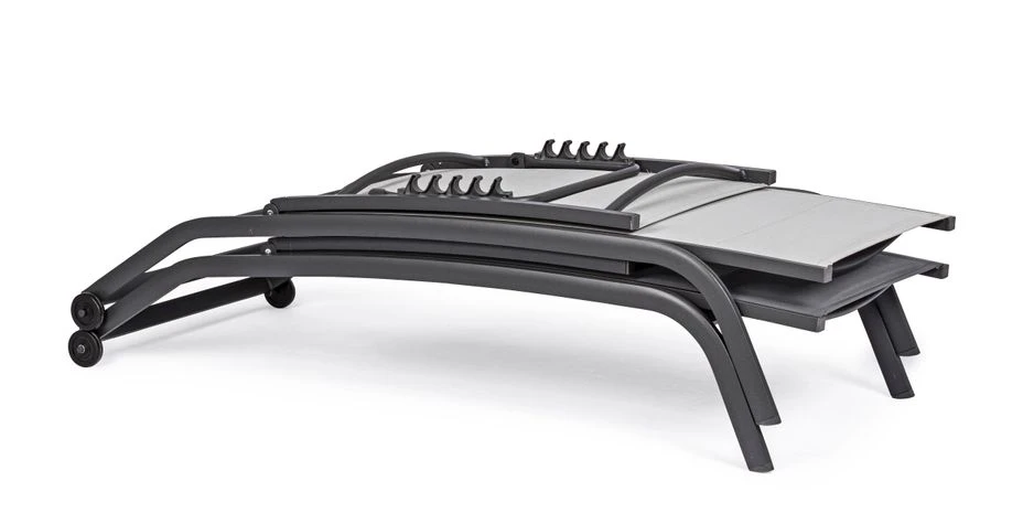 Chaise Longue En Aluminium Avec Roues Noir Chloé - Lot De 4 9 Chaise Longue En Aluminium Avec Roues Noir Chloé - Lot De 4 – Image 7