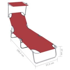 Chaise Longue Pliable Avec Auvent Rouge Aluminium -Mobilier De Jardin chaise longue pliable avec auvent rouge aluminium 3666722527699 554732