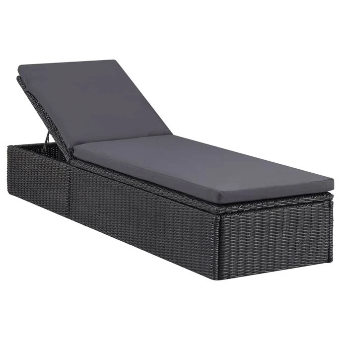 Chaise Longue Résine Tressée Noir Et Gris Foncé 3 Chaise Longue Résine Tressée Noir Et Gris Foncé