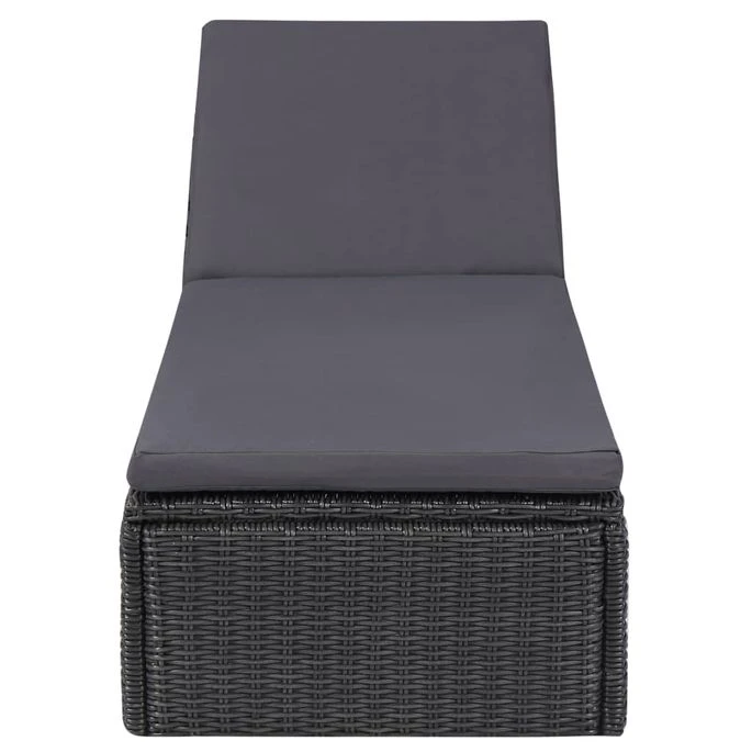 Chaise Longue Résine Tressée Noir Et Gris Foncé 4 Chaise Longue Résine Tressée Noir Et Gris Foncé – Image 2