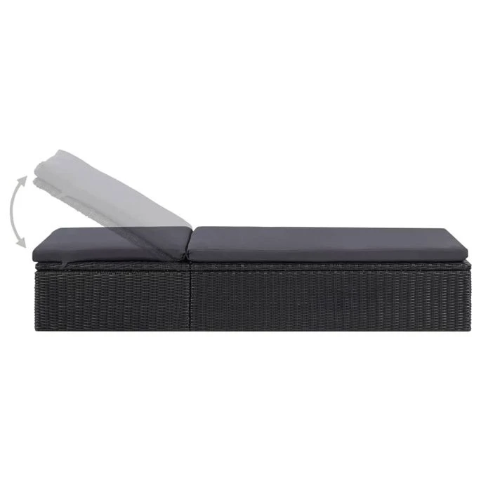 Chaise Longue Résine Tressée Noir Et Gris Foncé 5 Chaise Longue Résine Tressée Noir Et Gris Foncé – Image 3