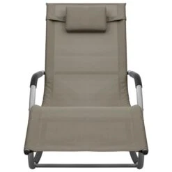 Chaise Longue Textilène Taupe Et Gris -Mobilier De Jardin chaise longue textilene taupe et gris 3666722461009 763023