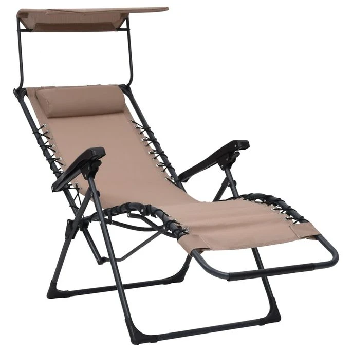 Chaise Pliable De Terrasse Textilène Taupe 9 Chaise Pliable De Terrasse Textilène Taupe – Image 7