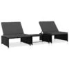 Chaises Longues 2 Pcs Avec Table Résine Tressée Noir 2 -Mobilier De Jardin chaises longues 2 pcs avec table resine tressee noir 3666722526562 556300