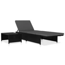 Chaises Longues 2 Pcs Avec Table Résine Tressée Noir 2 -Mobilier De Jardin chaises longues 2 pcs avec table resine tressee noir 3666722526562 556303