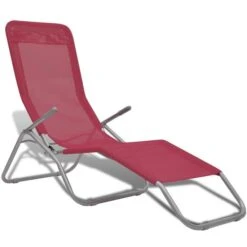 Chaises Longues 2 Pcs Cadre En Acier Et Textilène Rouge -Mobilier De Jardin chaises longues 2 pcs cadre en acier et textilene rouge 8718475875284 1408937