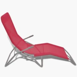 Chaises Longues 2 Pcs Cadre En Acier Et Textilène Rouge -Mobilier De Jardin chaises longues 2 pcs cadre en acier et textilene rouge 8718475875284 1408941