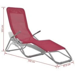 Chaises Longues 2 Pcs Cadre En Acier Et Textilène Rouge -Mobilier De Jardin chaises longues 2 pcs cadre en acier et textilene rouge 8718475875284 1408945