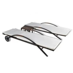 Chaises Longues Avec Table Résine Tressée Marron 2 -Mobilier De Jardin chaises longues avec table resine tressee marron 3666722330169 974477