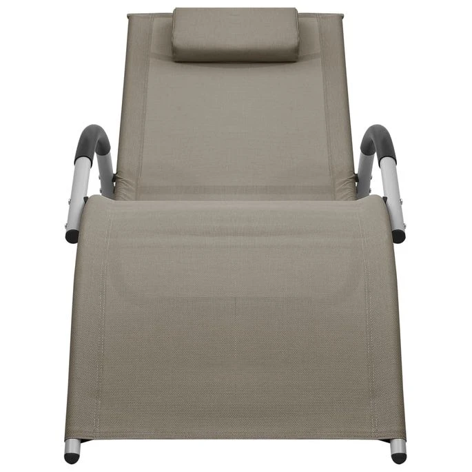 Chaises Longues Textilène 2 Pcs Taupe Et Gris 5 Chaises Longues Textilène 2 Pcs Taupe Et Gris – Image 3