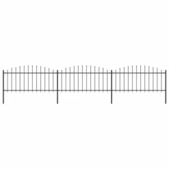 Clôture De Jardin à Dessus En Lance Acier (0,5-0,75)x5,1 M Noir
