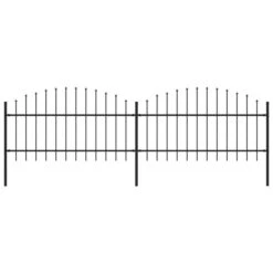 Clôture De Jardin à Dessus En Lance Acier (1-1,25)x3,4 M Noir