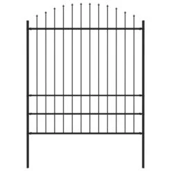 Clôture De Jardin à Dessus En Lance Acier (1,75-2)x1,7 M Noir