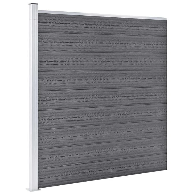 Clôture De Jardin WPC 1045x186 Cm Gris 4 Clôture De Jardin WPC 1045x186 Cm Gris – Image 2