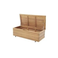 Coffre De Jardin 190L En Bois Exotique D'eucalyptus FSC - 190 L - 48,5 X 109,5 X 37 Cm - Avec Roulettes - Effet Teck -Mobilier De Jardin coffre de jardin 190l en bois exotique d eucalyptus fsc 190 l 48 5 x 109 5 x 37 cm avec roulettes effet teck 3612408255707 597529