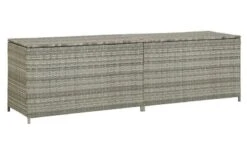 Coffre De Rangement Jardin Résine Tressée Grise Zamen 200 Cm