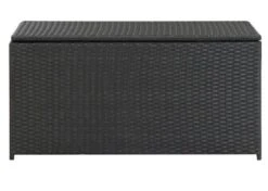 Coffre De Rangement Jardin Résine Tressée Noire Zamen 100 Cm