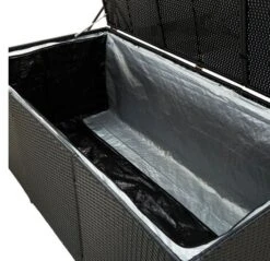 Coffre De Rangement Jardin Résine Tressée Noire Zamen 180 Cm -Mobilier De Jardin coffre de rangement jardin resine tressee noire zamen 180 cm 3666722560351 384040