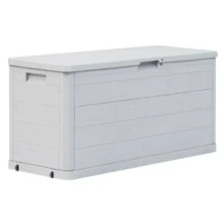 Coffre De Rangement Plastique Gris Clair Nited 117 Cm