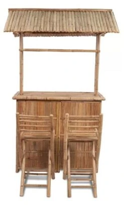 Comptoir De Bar Et 2 Tabourets Bambou Clair Kyca -Mobilier De Jardin comptoir de bar et 2 tabourets bambou clair kyca 3666722580113 257792