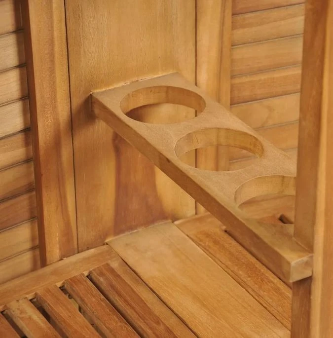 Comptoir De Bar Et 4 Chaises Hautes Teck Massif Clair Aqual 4 Comptoir De Bar Et 4 Chaises Hautes Teck Massif Clair Aqual – Image 2