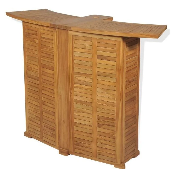 Comptoir De Bar Et 4 Chaises Hautes Teck Massif Clair Aqual 8 Comptoir De Bar Et 4 Chaises Hautes Teck Massif Clair Aqual – Image 6