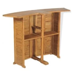 Comptoir De Bar Pliable Teck Massif Clair Aqual -Mobilier De Jardin comptoir de bar pliable teck massif clair 3666722551854 401449
