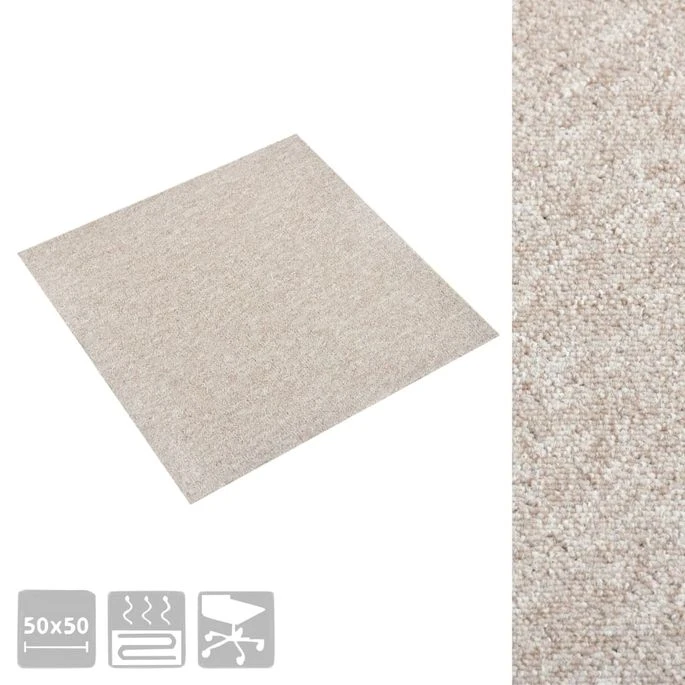 Dalles De Tapis De Sol 20 Pcs 5 M² 50x50 Cm Beige Clair 5 Dalles De Tapis De Sol 20 Pcs 5 M² 50x50 Cm Beige Clair – Image 3