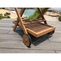 Desserte De Jardin A Roulettes En Bois D'eucalyptus FSC - 69 X 51 X 75 Cm - Avec Porte-bouteilles - RAUHA -Mobilier De Jardin desserte de jardin a roulettes en bois d eucalyptus fsc 69 x 51 x 75 cm avec porte bouteilles rauha 3612408255912 597633