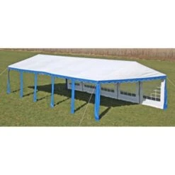 Dessus De Tente De Réception Avec Panneaux 10x5 M Bleu Et Blanc -Mobilier De Jardin dessus de tente de reception avec panneaux 10x5 m bleu et blanc 8718475801450 1209447