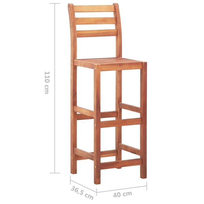 Ensemble De Bar D'extérieur 3 Pcs Carreau Mosaïque Et Acacia 14 Ensemble De Bar D'extérieur 3 Pcs Carreau Mosaïque Et Acacia – Image 12